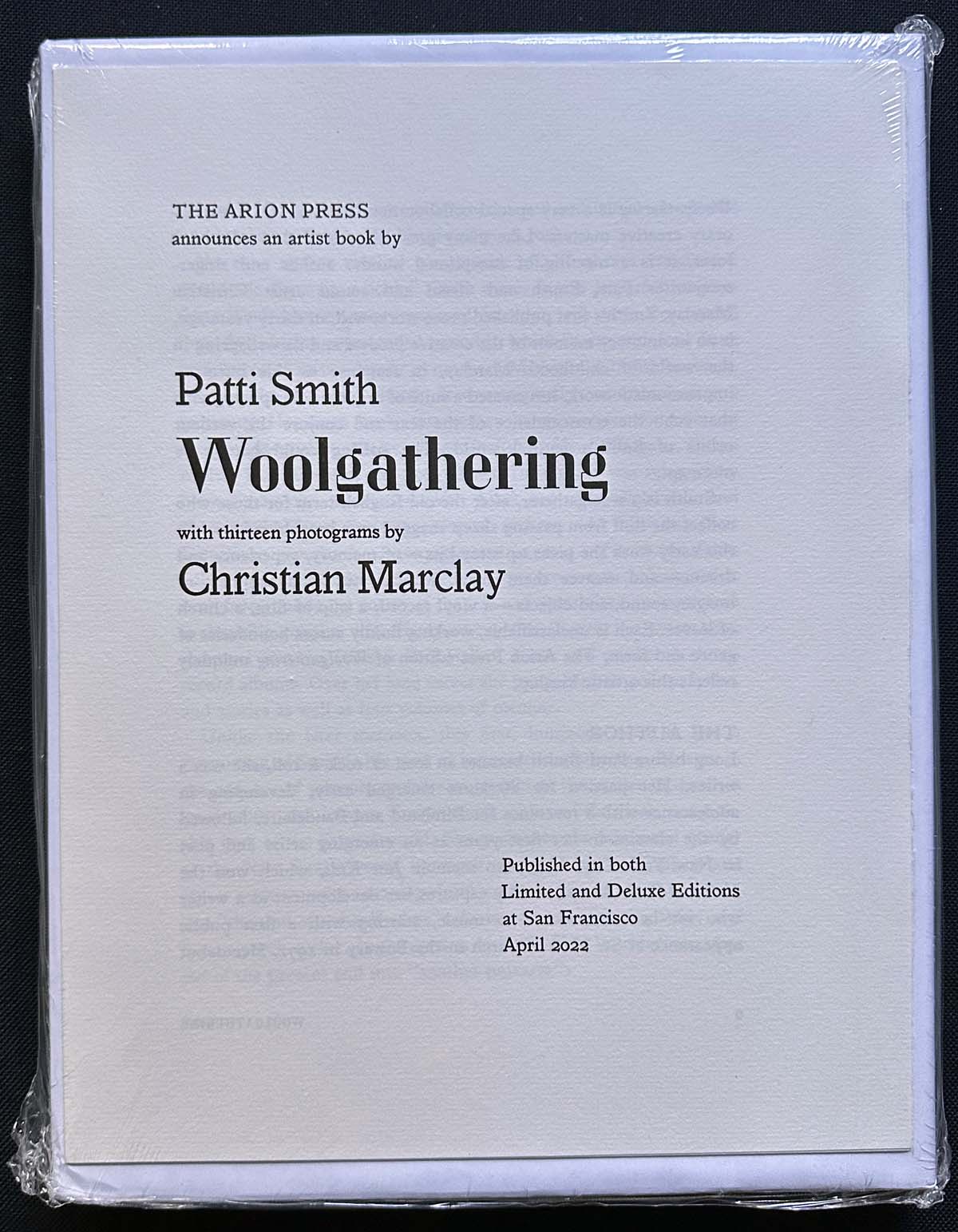 Woolgathering by Patti Smith. With 13 photograms by Christian Marclay. 2022.